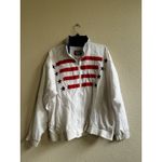 Vtg On The Brink Women’s Windbreaker Jacket XL Surfer‎ Retro 80s 90’s USA Flag White Photo 7
