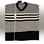 Ava & Viv Black & White Striped Soft Fuzzy Long Sleeve V Neck Sweater Sz 1X NEW Photo 9