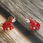 Red Enamel Elephant Earrings Alabama Crimson New Photo 0