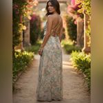 Aakaa Floral Cross-Back Maxi Dress Size M • Thin Straps • Pale Colors NWT Photo 14