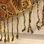 Red Gold Floral Indian Pashmina Shawl Wrap Scarf Fringe Tassel Womens One Size Photo 9