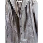 East 5th  Leather Blazer‎ Jacket Brown Button Front Career Office Large Photo 1