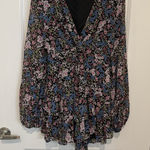 Mi Ami Tiered Black Floral Long Balloon Sleeve Deep V Photo 0