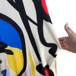 Boutique  Halter Maxi Dress XS White Abstract Face Print Art To Wear Beach Resort Photo 3