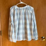 Duluth Trading Co Plaid Button Up Blouse Long Sleeve Organic Cotton Women's M Gray Size M Photo 5