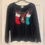 Sophia Jayne Christmas Stocking Black Long Sleeve Medium Shirt. 2805 Photo 0