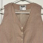 Flax  button front vest blouse size small orange striped retro quirky cotton Photo 3