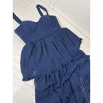 Lulus NWOT  Sophisticated Occasion Navy Blue Bustier Lace-Up Maxi Dress Size L Photo 4