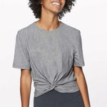 Lululemon  Crescent Tee Heathered Medium Grey Twist-Front Knot Crop Size 6 Small Photo 0