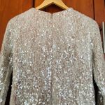 Dress the Population  Sequin Lace Overlay Dress Long Sleeve Cream Size Small FLAW Photo 5