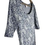 LuLaRoe |  | Blue White Floral Pattern Flowy Knee Length Sleeve Crew Neck Dress Photo 1