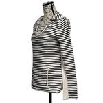 Roxy Black & White Striped V-Neck Hoodie Pullover Top Women’s L Photo 2