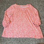 Croft & Barrow Womens Plus Size 1X Coral Floral Print 3/4 Sleeve Blouse Top Photo 0