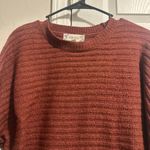 Pink Rose Brown Crew Neck Sweater with Ribbed Texture Photo 2