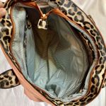 Studded Motorcycle Jacket Leopard Trim Satchel Brown Photo 6