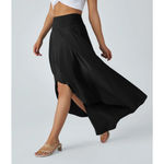Halara Breezeful High Low Ruffle Flowy Quick Dry Casual Maxi Skirt Black L Photo 6