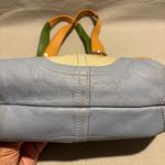 Coach  canvas shoulder tote handbag L3J-4428 beige blue green Photo 9