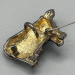 Vtg MJ Enameled Black and White Cow Brooch Pendant Red Flower Farmcore 1.5" Size 0 Photo 4