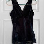 Black Satin Chemise with V Photo 2