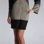 Hale Bob  Dress Blue Camel Gray Faux Suede Color Block‎ Size Medium Photo 0