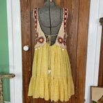 ZARA  Limited Edition Crochet Dress V-Neck Ruffled Shell Tassels Boho Yellow~XL Photo 9