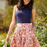 Modcloth  Dolls On Parade Tiered Skirt Casusl Cotton Aline Mini Pink Orange L NWT Photo 0