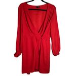 Topshop Red Bubble Satin Wrap Dress Size US 8 10N05PRED Photo 1