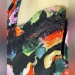 EST 1946 Women Bright Colorful Floral Lace Top Blouse Long Sleeve Tie Neck Sz XL Black Photo 9