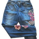 Nine West Gramercy Skinny floral embroidery bohemian Jeans, stretchy, size 8 Photo 0