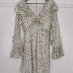 Free People  Sweetest Thing Mini Dress Bell Long Sleeve Ruffle Buttons Floral 10 Photo 1