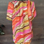 August Silk bold, colorful, short sleeve Boho style blouse Photo 3