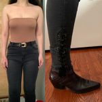 Revolve Lace Up Detail High Waisted Stretch Skinny Jeans Photo 3