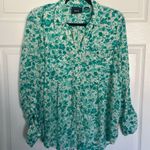 Anthropologie MAEVE Islet Teal and Cream Floral Button Up Blouse Size S Photo 1
