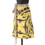 NWT Etro Silk Yellow & Black Pattern Knee Length Skirt w/ Tie Detail Size 6 Photo 2