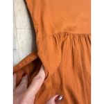Lou & grey LOFT Linen Blend Babydoll Midi Dress Rust Orange V-Neck Short Sleeve Size L Photo 6