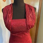 NWOT long red sequined mermaid prom dress with long slit size 2 Photo 4