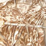 SPLA Women’s Medium Rust White Leaf Print Wrap Midi Dress Short Sleeve Stretch Photo 4