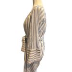 Moon River Striped Midi Dress Blue White Tie Waist Long Sleeve Bell Sleeve Casual Photo 3