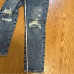 SheIn  Tapered Leg Denim Jeans Women's Medium Blue Whisker High Rise Distressed Photo 2