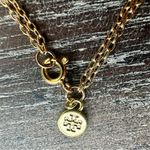 Tory Burch New  Britten Gold Tone Double Strand Layered, Logo with Pearl Charm Photo 10