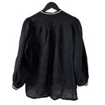 Trovata Birds of Paradise Women’s Small Bailey Linen Blouse Black Long Sleeve Photo 5