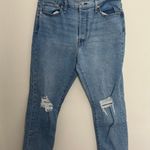 Levi's - Wedgie Straight Distressed Knee Button Fly Denim Jeans Blue Photo 1