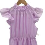 Love...Ady Womens Flutter Sleeve High Neck Tiered A Line Dress Purple Medium NWT Photo 2