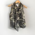Max Mara ‎ Studio 100% Silk Zebra Paneled Sleeveless Blouse Made In Italy Sz 8 Photo 3