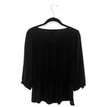 Forever 21  Black Fit & Flare Blouse | Size M | Lightweight Peplum Top Photo 2