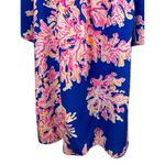 Lilly Pulitzer Off Shoulder Blue Pink Floral Bell Sleeve Silk Short Dress S Photo 2