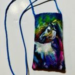Designer hand painted silk crossbody phone glasses pouch bag crossbody New Multiple Photo 0