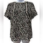 Ellison  Animal Print Blouse Size S Short Sleeve Textured Trim Photo 1
