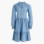 J.Crew  Chambray ruffle mini modern Prairie Long Sleeve Modest Button Dress Photo 1