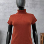 Luca Luca 100% Cashmere Turtleneck Short Sleeve Knit Top Rust L Orange Size L Photo 0